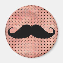 Moustache drôle sur l'arrière - plan rose mignon d magnets pour réfrigérateur