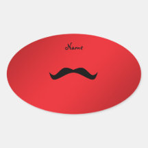 Moustache nommée personnalisée sticker ovale