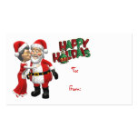Mrs Claus kissing Santa Gift Tag Business Card Templates