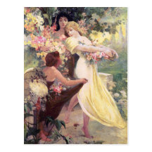 Mucha Postkarte:  Geist des Frühlinges