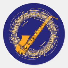 Musik Saxophon music sax saxophone Runder Aufkleber