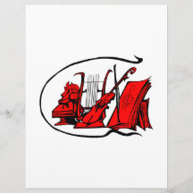 musique de feuille rouge de violon de lyre de bust prospectus personnalisés