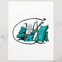musique de feuille turquoise de violon de lyre de  prospectus personnalisés