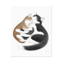 Mutter-Katze und ihre Kätzchen eingewickelte Leinw Leinwand Druck