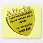 Name meaning and origin: Alicia Mouse Pad