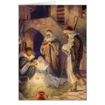 Nativité vintage personnalisable cartes