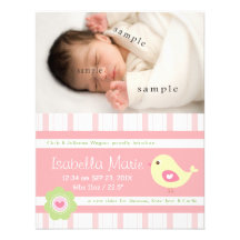 Neue Baby-Mädchen-niedliche rosa Foto-Geburts-Mitt Individuelle Ankündigungskarte