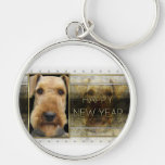 Neues Jahr - goldene Eleganz - Airedale Schlüsselanhänger