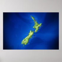 Neuseeland-Karte Poster