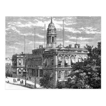 New York City de gravure vintage Hall 1872 Cartes Postales