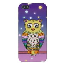 Niedliche bunte Eule auf Stern beleuchteter Nacht iPhone 5 Cover