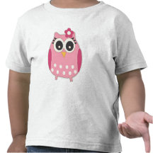 Niedliche Girly rosa Eule mit Blumen-Bogen Hemden