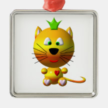 Niedliche Katze mit Krone und Herzen Weihnachtsbaum Ornamente