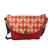 Niedliche rote Eulen-Rauten-Muster-Bote-Tasche Kuriertaschen