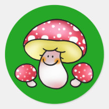 niedliche rote Pilze Runder Sticker