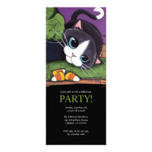 Niedliche schwarze Katzen-Halloween-Party-Einladun
