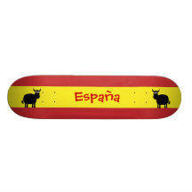 Niedliche spanische Stiere u. Flagge Bedrucktes Skateboard