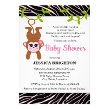 Niedlicher AffeZebra Stripes Baby-Duschen-Einladun
