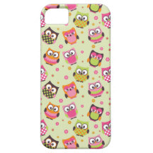 Niedlicher bunter Eulen iPhone Kasten (hellgrün) iPhone 5 Etui