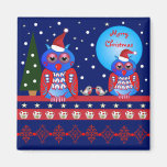 Niedlicher dekorativer Weihnachtsmagnet mit Eulen  Kühlschrankmagnete