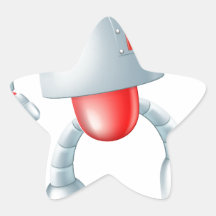 Niedlicher Fliegenrobotermann Sternaufkleber