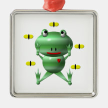 Niedlicher Frosch mit Fliegen Weihnachtsbaum Ornament