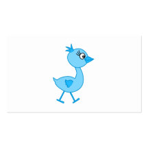 Niedlicher gehender Vogel, blau Visitenkartenvorlage