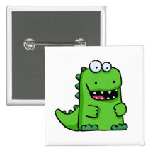 Niedlicher grüner glücklicher Dinosaurier Button