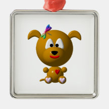 Niedlicher Hund mit Libelle Ornament