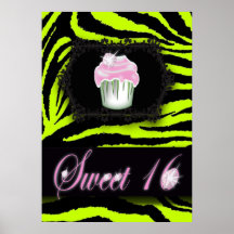 niedlicher Limoner grüner Zebradruck-Rosa kleiner  Plakate