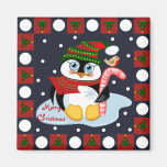 Niedlicher Magnet der frohen Weihnachten mit Pengu Kühlschrankmagnete