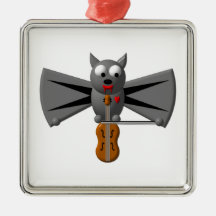 Niedlicher Vampireschläger, der die Violine spielt Weihnachtsbaum Ornamente