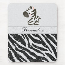 Niedlicher Zebra u. schwarzer Glitter-Tierdruck Mo