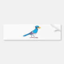 Niedliches blaues Jay-Vogel-Cartoon-Hemd Auto Aufkleber