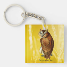 Niedliches Schrei-Eulen-Gelb-Quadrat Keychain Schlüssel Anhänger
