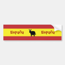 Niedliches Spanisch Stier u. Flagge Auto Aufkleber
