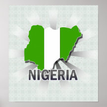 Nigeria-Flaggen-Karte 2,0 Plakat