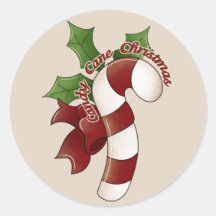 Noël de sucre de canne adhésif rond