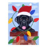 Noël noir de Père Noël de chiot de Labrador Faire-parts