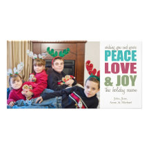 Noël Photocards d'amour et de joie de paix Modèle Pour Photocarte