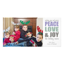 Noël Photocards d'amour et de joie de paix Photocartes Personnalisées