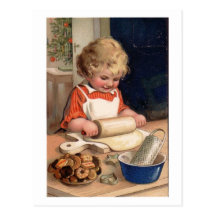Noël vintage - biscuits de cuisson de fille carte postale