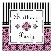 Noir de rose de fête d'anniversaire de damassé d'E Invitation