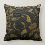 Noir et damassé Wedding2 - personnaliser d'or Coussin