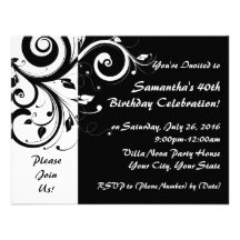 Noir+Quarantième invitations de partie de remous i