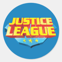 Nom de ligue de justice et logo de bouclier autocollants ronds