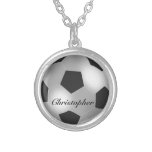 Nom personnalisable de ballon de football d'argent bijouterie