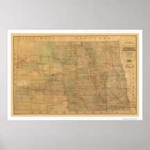 North- Dakotaeisenbahn-Karte 1892 Posterdrucke