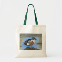 NorthernShovelerDuck-HandPaintedByMarySylviaHines- Einkaufstaschen
