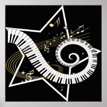 Notes d'or d'étoile musicale posters